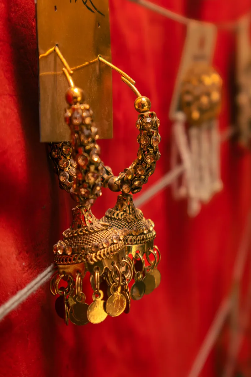 Gold jhumka earrings